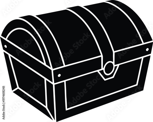 Simple black treasure chest silhouette vector illustration