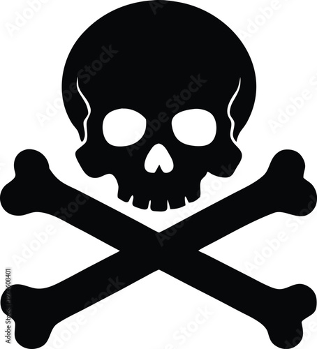 Black skull and crossbones danger warning symbol vector 02