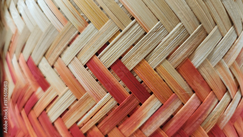 Detailed multicolor wicker weave with interlaced natural fibers, ideal for decorative backgrounds, product photography, and modern rustic design.