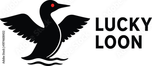 Lucky Loon Logo: A graphic representation of a loon bird with spread wings.