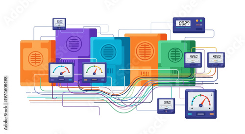 Networked Electronic Devices with Gauges and Meters.