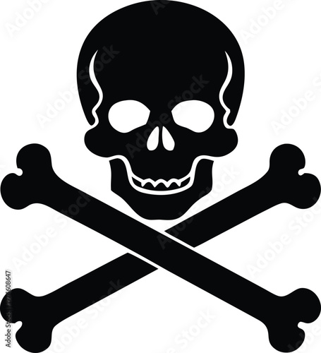Classic black skull and crossbones danger vector illustration