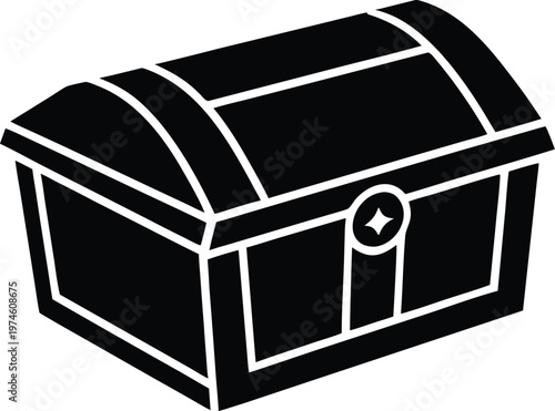 Isometric black treasure chest icon vector illustration