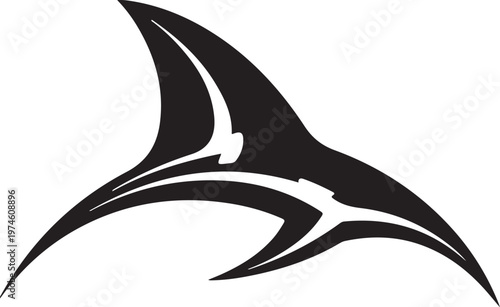 Stylized Black Marlin Fish Tail Fin Silhouette Graphic Design