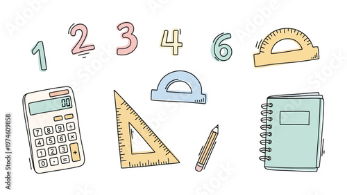 Educational Toolkit: An array of essential school tools artfully arranged, promising a journey of learning, discovery, and the pursuit of knowledge.