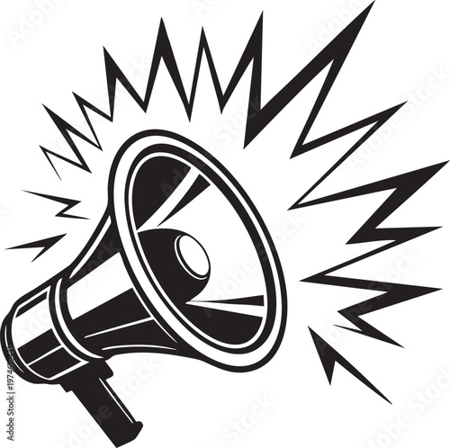 Megaphone Sound Waves Alert Announcement Communication Public Speaking Vector Graphic Style