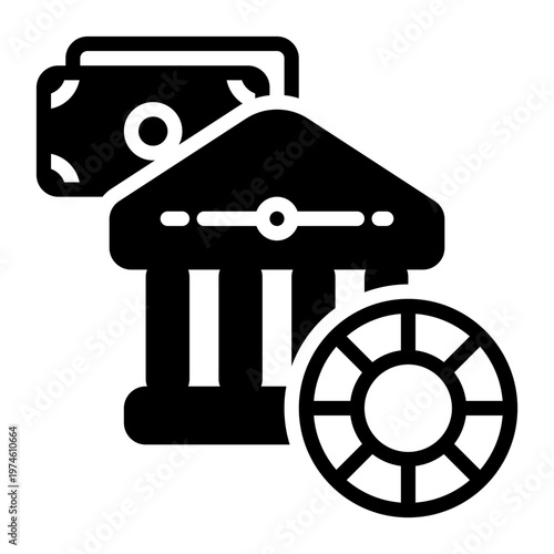 Bank icon, glyph icon style