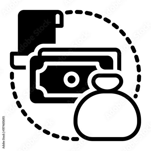 Cash icon, glyph icon style