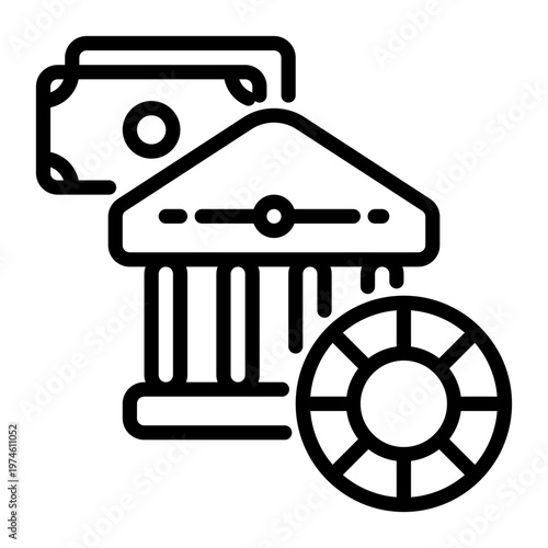 Bank icon, line icon style