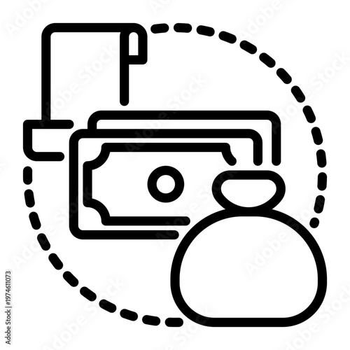 Cash icon, line icon style