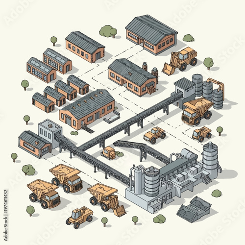 isometric set of cars