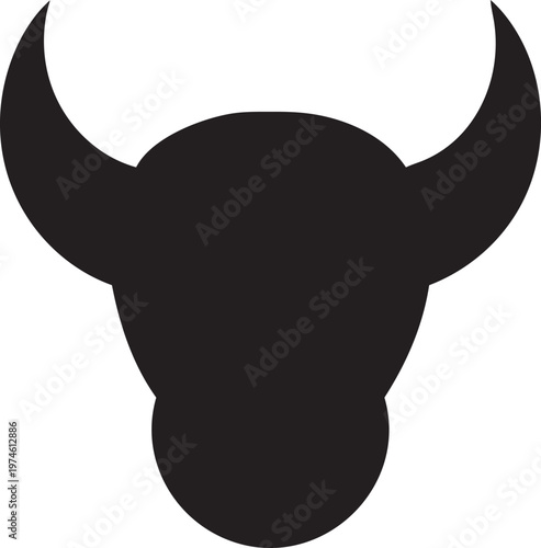 Bull Head Silhouette Minimalist Icon Powerful Symbol Isolated Vector Graphic Design Element