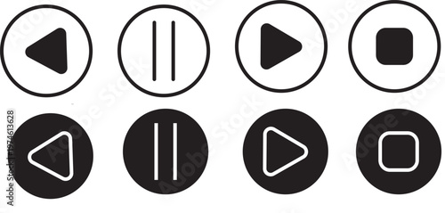 Prinbuttons, icon, black, minimalist, media, blue, modern, player, simple, control,t