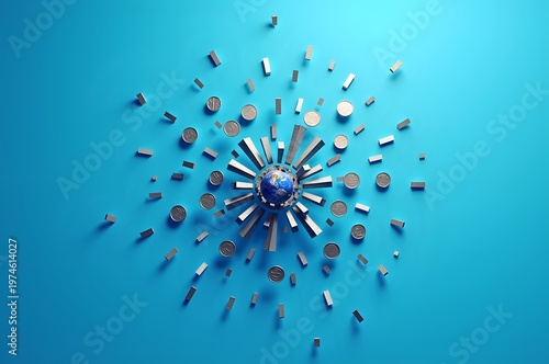 Global Economy: Earth Surrounded by Currency