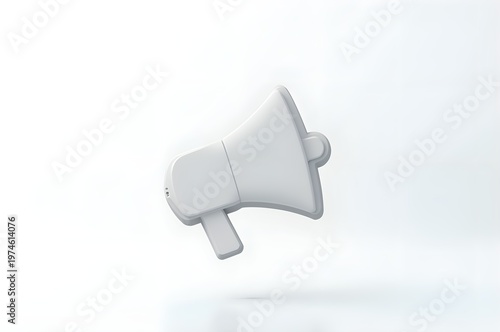 White Megaphone Floating Above Reflective Surface