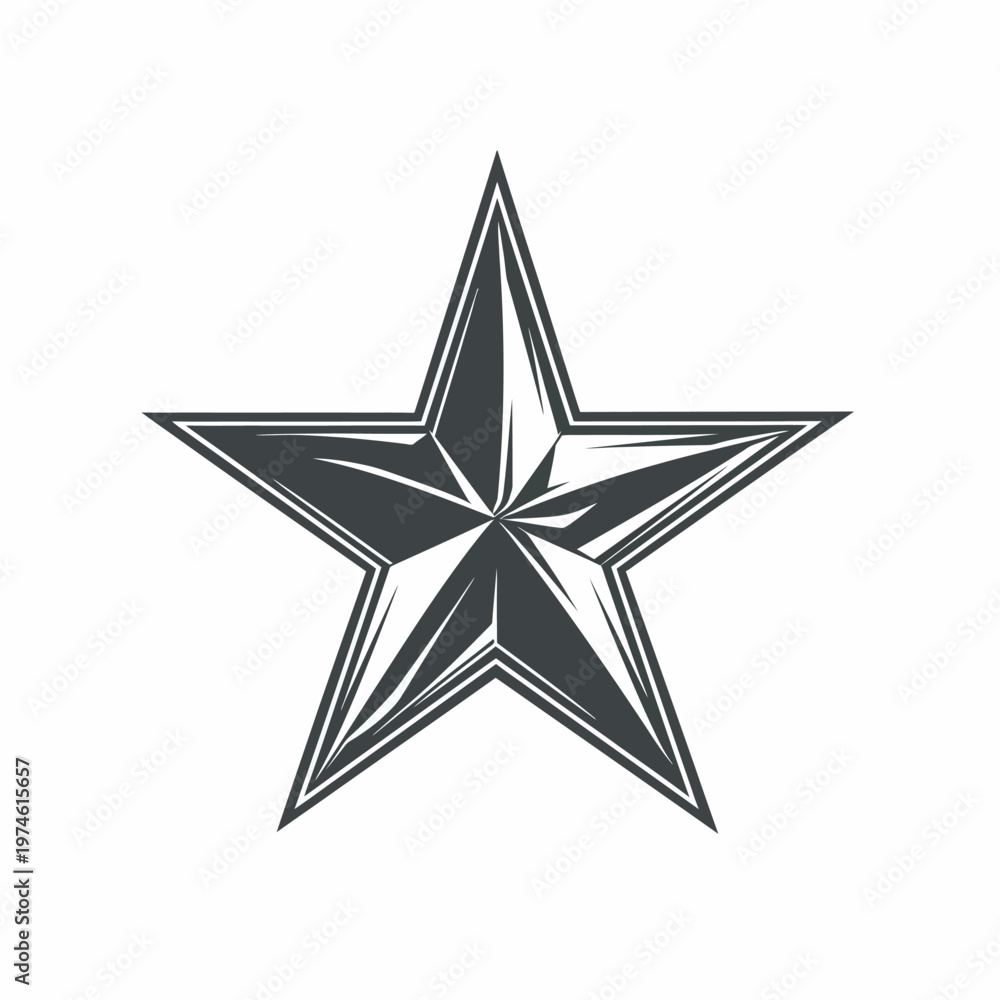 Fototapeta premium Vintage five-pointed star symbol with classic shaded design element for ranking, quality, award, achievement, and decorative concepts