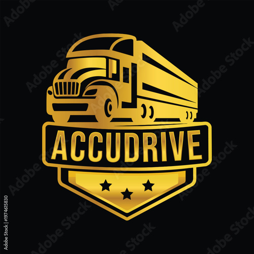 Golden Truck Symbol: A striking gold-toned truck symbol, set against a sleek black backdrop, exudes a sense of strength, reliability, and precision, perfect for any transport or logistics venture.