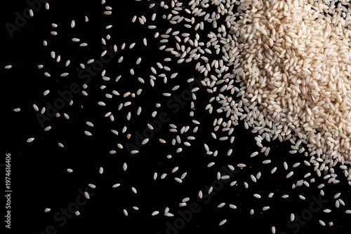Elegant White Rice on Dark Canvas