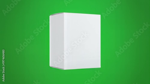 White box on green background rotating.