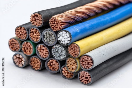 Colorful Electrical Cables Bundle Close Up Technology and Power Supply