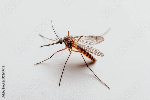 Mosquito on White Surface Close Up Macro Insect Detail