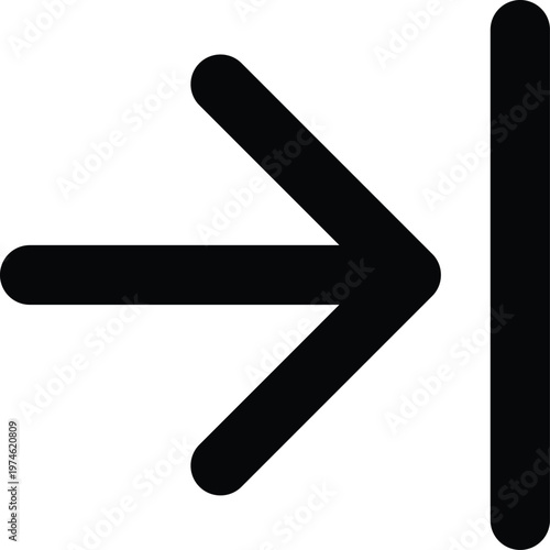 A bold rightward arrow pointing towards a vertical bar indicator