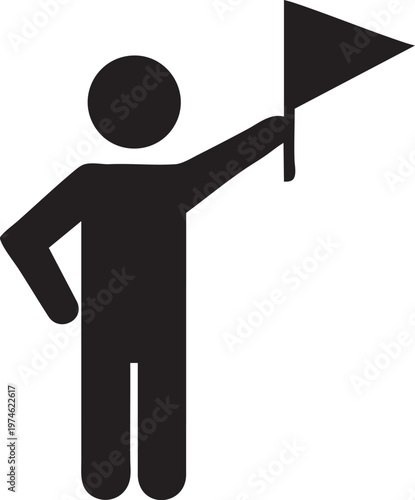 Stylized Person Holding Geometric Shape Above Head Flat Design Minimalist