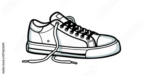 Isolated white canvas shoe illustration on black background