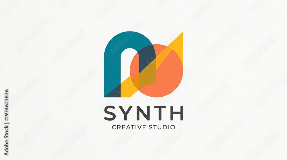 Obraz premium Graphic designer creates Synth Creative Studio logo with geometric shapes