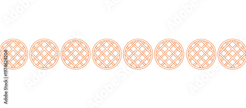 Lattice top pie crust line art border. Thanksgiving dessert outline illustration. Vector graphic isolated on transparent background