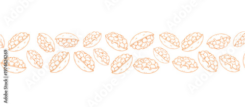 Sweet potato with marshmallows line art border. Thanksgiving traditional food outline vector illustration. Isolated on transparent background