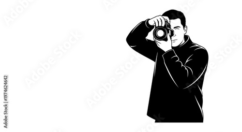 Silhouette of a Photographer Capturing a Moment with a Vintage Camera