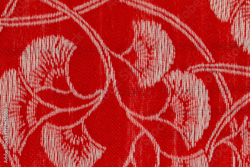 brocade red cream flower pattern fabric background