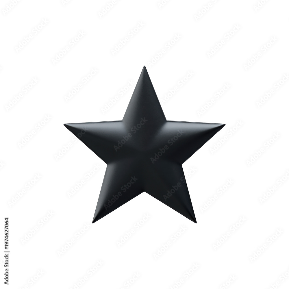 Fototapeta premium Black Metallic Star Icon. Symbol Of Excellence And Achievement Isolated On Transparent Background