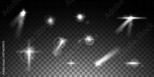 Realistic Light Effects Set – Transparent Lens Flares and Glows