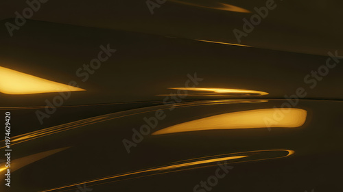 Golden Light Reflections On Dark Surface For Abstract Technology Backgrounds