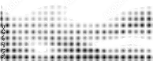 Grunge halftone gradient background. Faded grit noise texture. White and black sand wallpaper. Retro pixelated backdrop. Anime or manga style comic overlay. Vector graphic design textured template