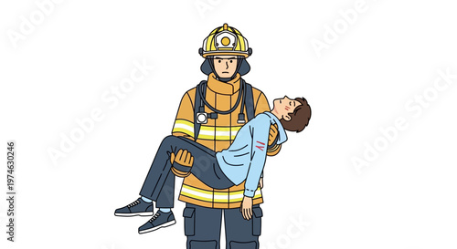 Firefighter heroically rescuing a person in emergency situation