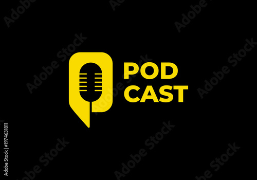microphone podcast logo vector