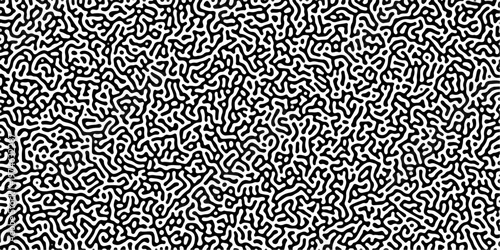 Turing reaction diffusion monochrome seamless pattern with chaotic motion .Linear design with biological shapes. Organic lines in memphis. abstract turing organic wallpaper background .	