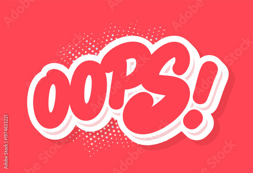 Oops Handwritten Typography on red background