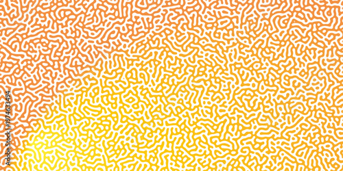 Abstract Reaction-diffusion or Turing pattern natural texture in coral orange gradient colour scheme. Linear design with biological shapes.Organic lines in memphis. abstract turing organic wallpaper.	