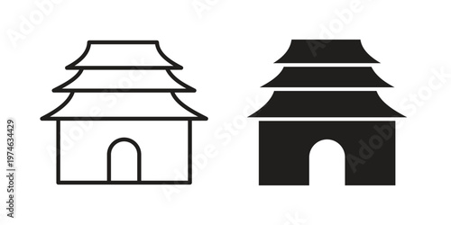 Buddhist temple icon design vector. Flat and line vector Icon Design