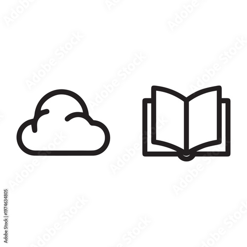 Cloud library and online book reading digital education icon
