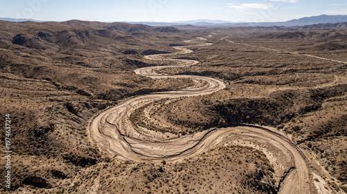 Aerial Dried-Up Riverbed
