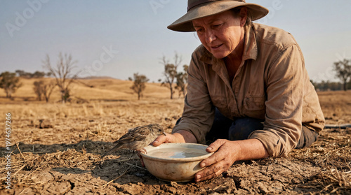 Offering Water to Wild Bird