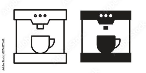 coffee machine icon design vector. Flat and line vector Icon Design
