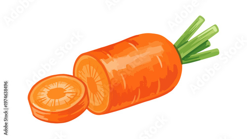 Freshly cut carrot illustration on black background