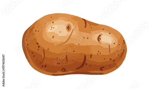 Isolated vector illustration of a single potato on black background