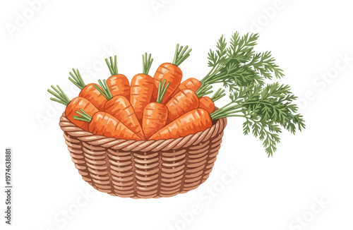 Basket of carrots illustration fresh produce healthy eating agriculture